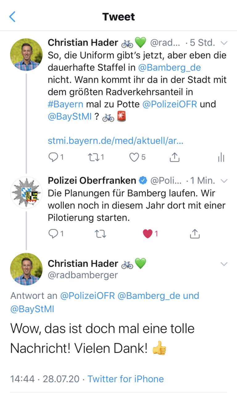 Bamberger Grüne freuen sich auf Polizei-Fahrradstaffel